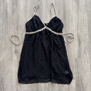 Apt. 9 Intimates Babydoll Gown Womens Large Black Sheer Chiffon Lace Lingerie